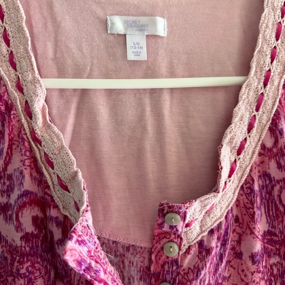 Secret Treasures Pink Nightgown Pajama 2 piece Set Large 12-14 - Picture 4 of 14